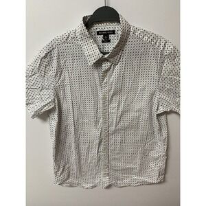 Michael Kors Initials All Over Logo XL Slim Men Short Sleeve Button Down Shirt